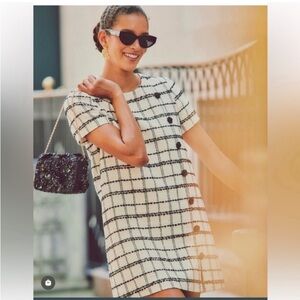 NWT Mestiza New York Isolde Cotton-Blend Tweed Short Sleeve Minidress